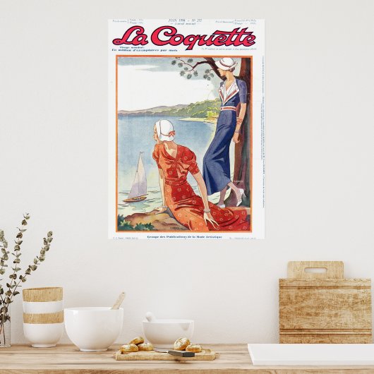 Poster Coquette Dames Au-Dessus Du Lac (Cuisine)