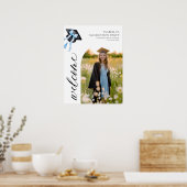 Poster Coquette de graduation moderne Blue Bow Bienvenue (Cuisine)