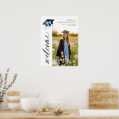 Poster Coquette de graduation moderne Blue Bow Bienvenue (Cuisine)