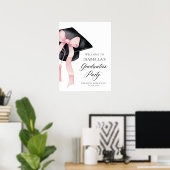 Poster Coquette de graduation moderne rose Bow Bienvenue (Bureau à domicile)