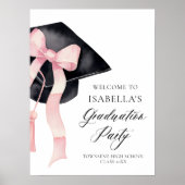 Poster Coquette de graduation moderne rose Bow Bienvenue (Devant)