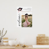 Poster Coquette de graduation moderne rose Bow Bienvenue (Cuisine)