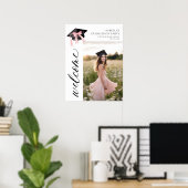 Poster Coquette de graduation moderne rose Bow Bienvenue (Bureau à domicile)