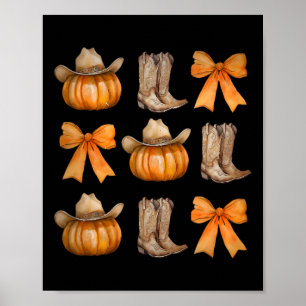 Poster Coquette de l'automne occidental Citrouille Bow Th