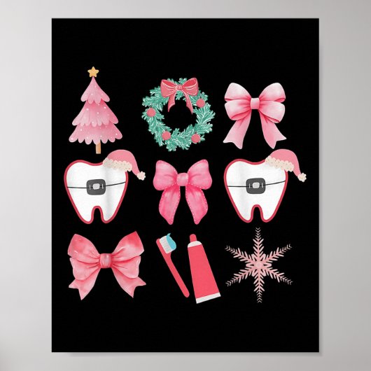Poster Coquette de Noël Bow Orthodontie dentaire C (Devant)