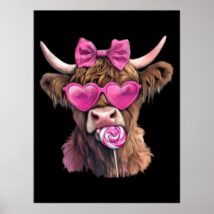 Poster Coquette Highland Cow Bubblegum 2025