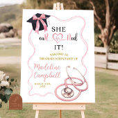 Poster Coquette infirmière rose fête de graduation