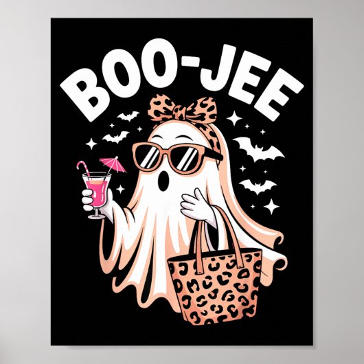Poster Coquette léopard fantôme café boo-jee halloween (Devant)