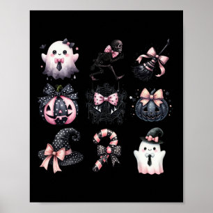 Poster Coquette mignonne Halloween vaches rose noire Hall