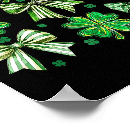 Poster Coquette Patrick's Day Bow,shamrock Lucky Bow Funn (Coin)