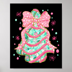 Poster Coquette Pink Bow Christmas Tree Cake Preppy Chris