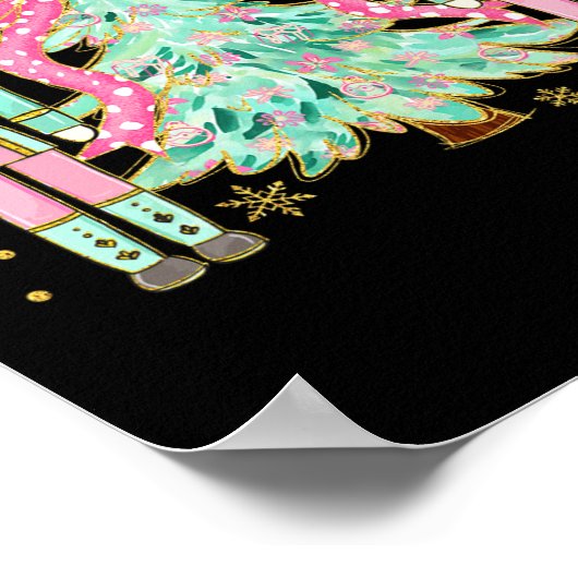 Poster Coquette Pink Bow Nutcracker Arbre de Noël Preppy (Coin)