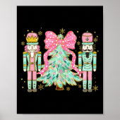 Poster Coquette Pink Bow Nutcracker Arbre de Noël Preppy (Devant)