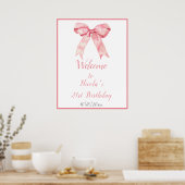 Poster Coquette rose Bow fête d'anniversaire (Cuisine)