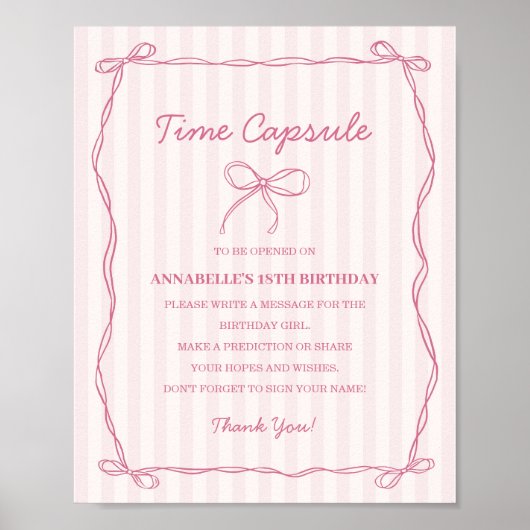 Poster Coquette rose Bow Temps Capsule Anniversaire Jeu (Devant)