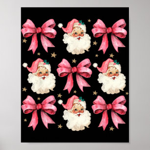 Poster Coquette Rose Bows mignonne Père Noël Fille de Noë