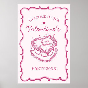 Poster Coquette rose Cerise Cake Valentines Accueil