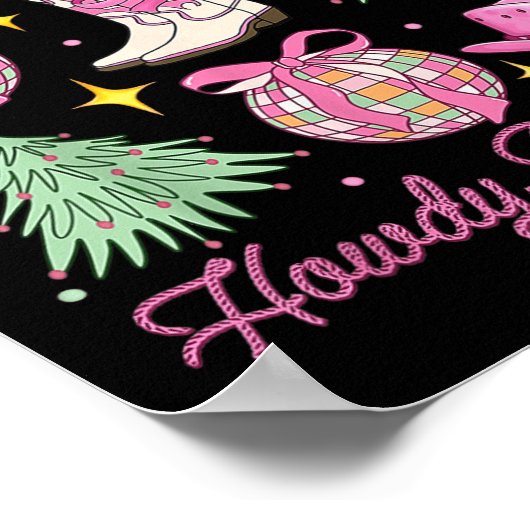 Poster Coquette rose de Noël Bow Xmas Tree (Coin)