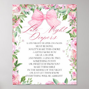 Poster Coquette rose et Rose Baby shower Diapers Jeu
