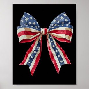 Poster Coquette Rouge Blanc Et Bleu Américain Bows Funny 