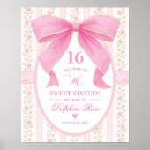 Poster Coquette Sweet 16 Rose Bow Bienvenue (Devant)