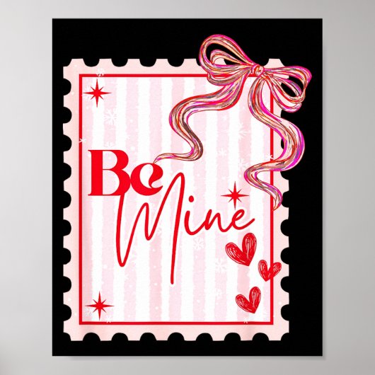 Poster Coquette Valentines Stage Stamp, Bow Valentines Gi (Devant)