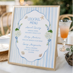 Poster Coquillages & Cloches de mariage Bar à cocktails c
