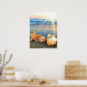 Poster Coquillages marins et étoiles de mer sur la plage (Cuisine)