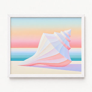 Poster Coquille de conque à rayures ombrées pastel