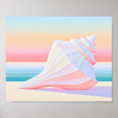 Poster Coquille de conque à rayures ombrées pastel (Devant)