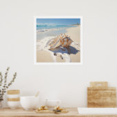 Poster Coquille de conque au bord de la plage (Cuisine)