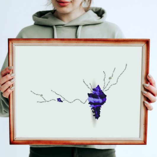 Poster Coquille de mer bleu collage d'ivoire Japandi