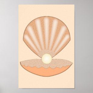 Poster Coquille d'huître et Perle Unisexe