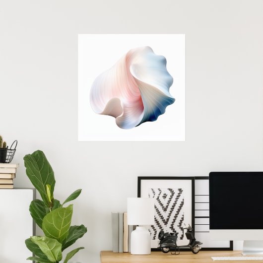 Poster Coquille rose, bleue et blanche Abstraite (Bureau à domicile)