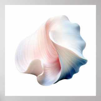 Poster Coquille rose, bleue et blanche Abstraite