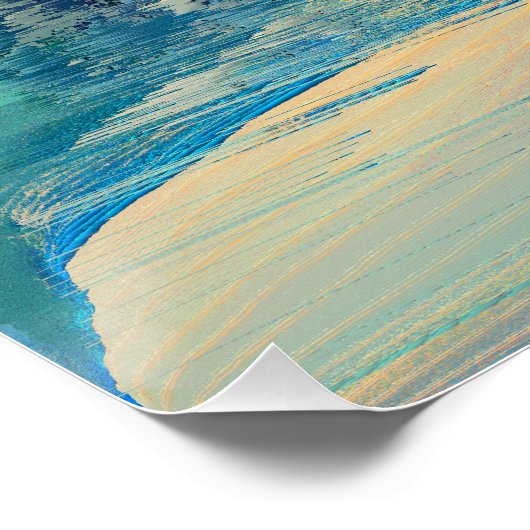 Poster Corail Abstrait, bleu et rouille (Coin)