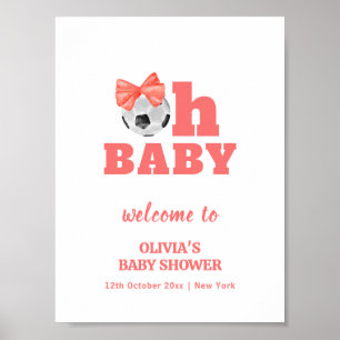 Poster Corail Bienvenue à la Baby Shower de Peach Oh Bébé