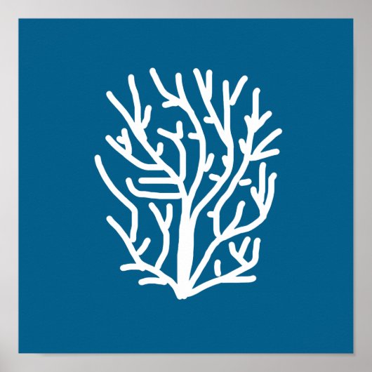 Poster Corail blanc sur la vie aquatique bleue (Devant)