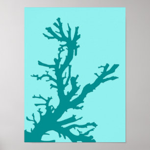 Poster Corail Branch, Turquoise et Light Aqua