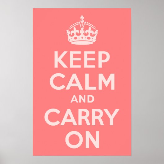Poster Corail clair Restez Calme et Continuez (Devant)
