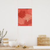 Poster Corail de ventilateur imprimé, nuances de corail o (Cuisine)