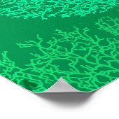 Poster Corail de ventilateur imprimé, nuances de Jade ver (Coin)