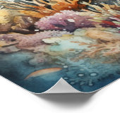 Poster Corail et poissons aquarelle (Coin)