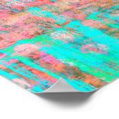 Poster Corail et turquoise Patiné Polka Dot Paint (Coin)