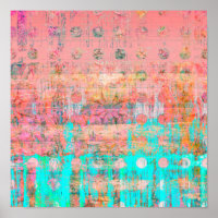 Corail et turquoise Patiné Polka Dot Paint