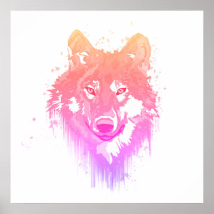 Poster Corail Lilac rose vif Aquarelles Couleurs de loup