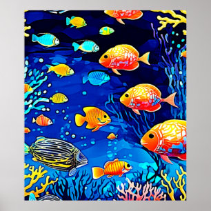 Poster Corail Reef Fish Art