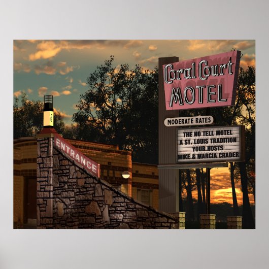 Poster Coral Court Motel sur l'affiche de la Route 66 (Devant)