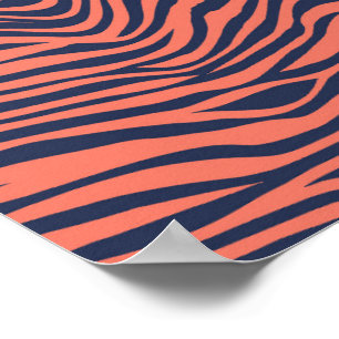 Poster Coral Glamorous Tiger Stripes Animal Print