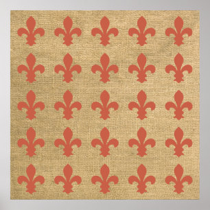 Poster Coral Paris Moods Fleur de Lys Motif